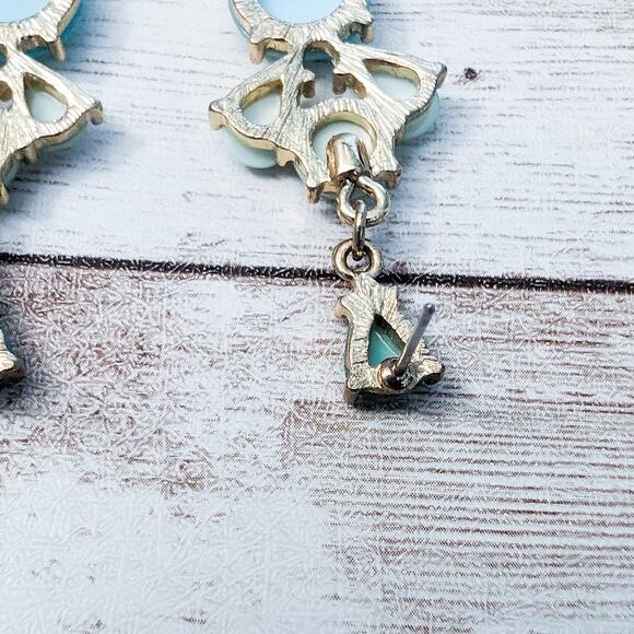 Vintage Earrings For Pierced Ears - Bluey Green Tones Dangle - Picture 4 of 10